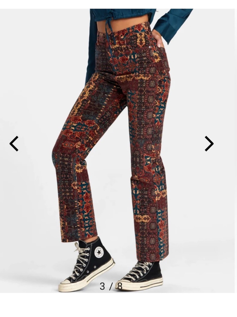 $90 NWOT RVCA Groove High Rise Casual Corduroy Pants 27